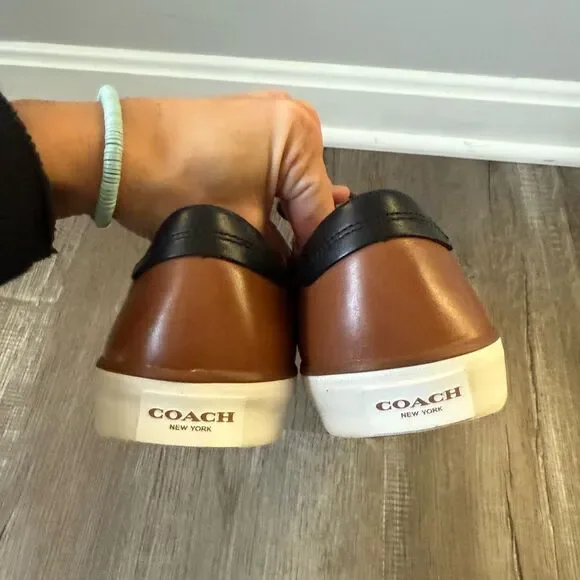 COACH Low Line Low Top Brown Black Leather Sneakers Shoes Casual Size 7 D - Picture 5 of 12